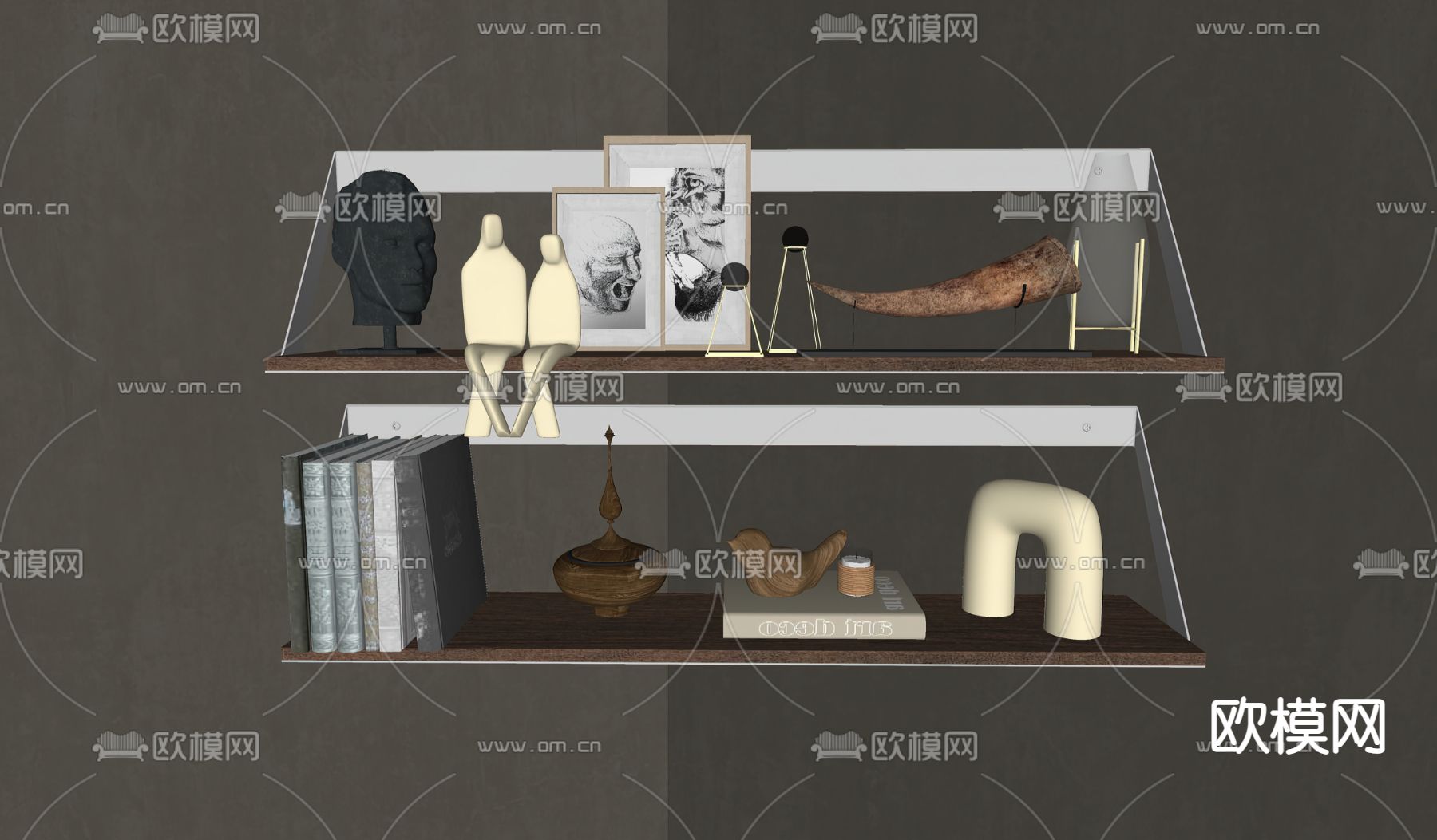 US FAN 现代壁架 装饰架su模型下载（渲染图3）