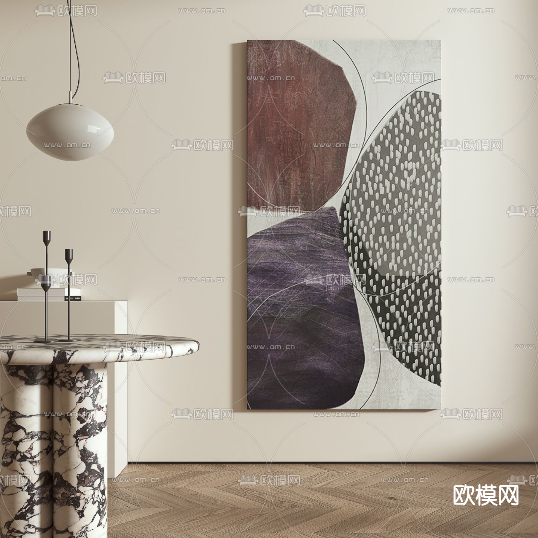 现代抽象装饰画3d模型下载_ID12234786_3dmax免费模型-欧模网