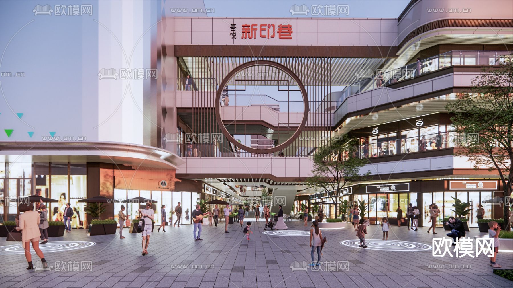 现代商业街入口su模型下载（渲染图5）