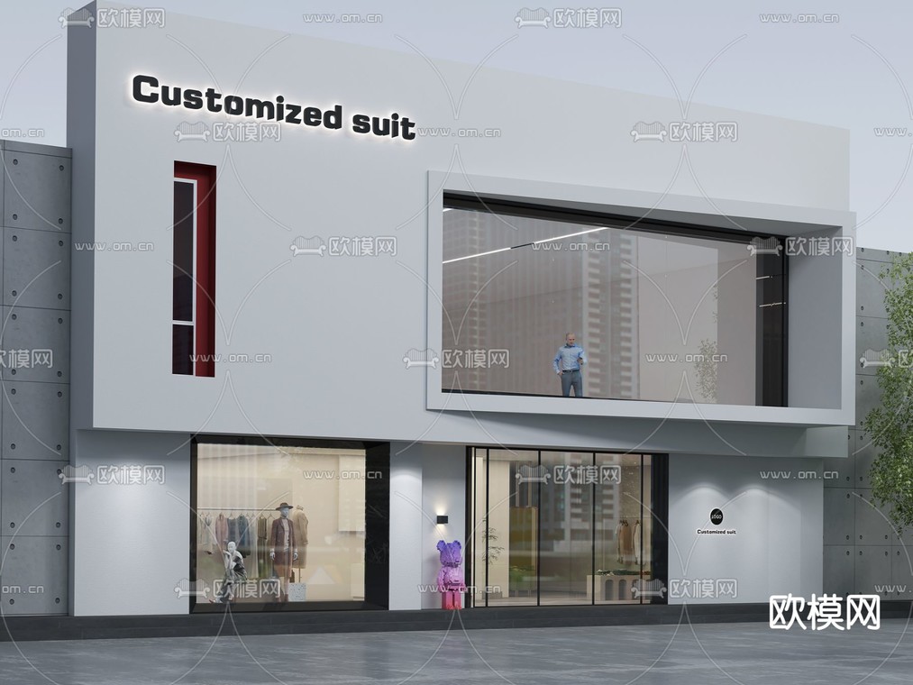 服装店门头 门面3d模型下载_ID12234004_3dmax免费模型-欧模网