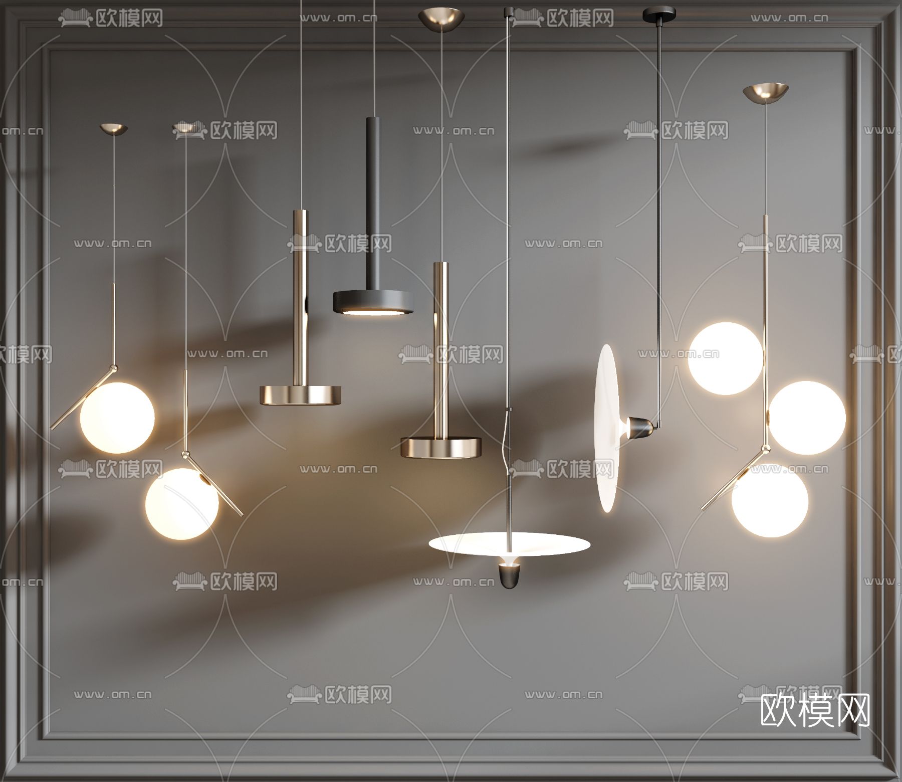 金属小吊灯3d模型下载_ID12235609_3dmax免费模型-欧模网