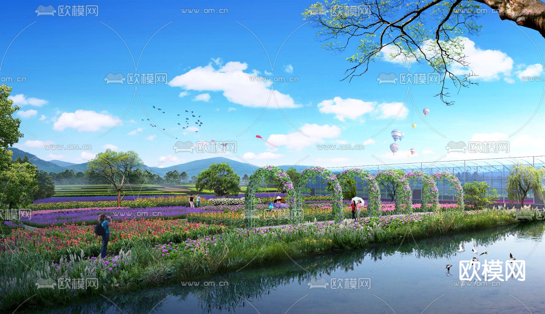 公园花卉景观psd下载