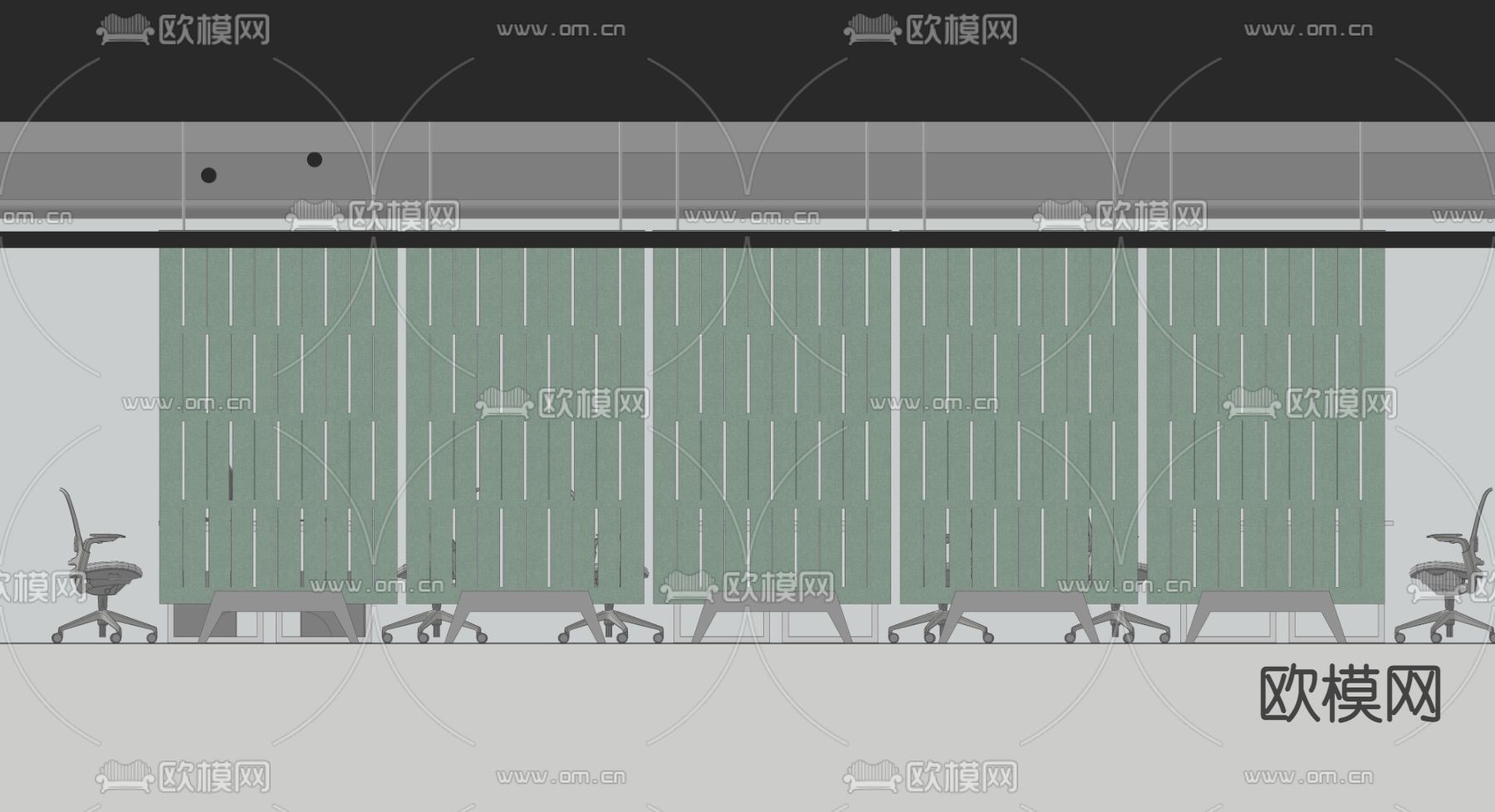 办公室走廊 过道su模型