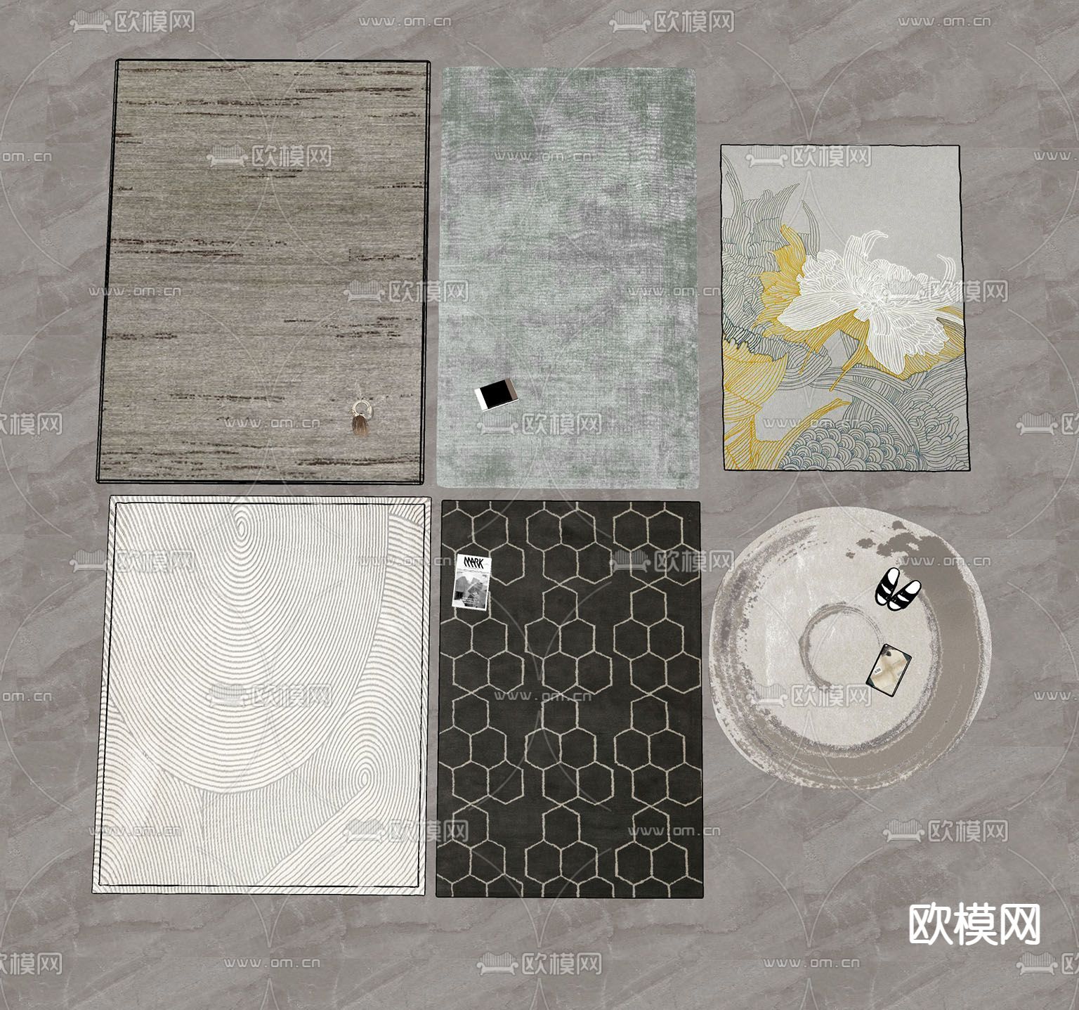 现代花纹地毯su模型下载（渲染图2）