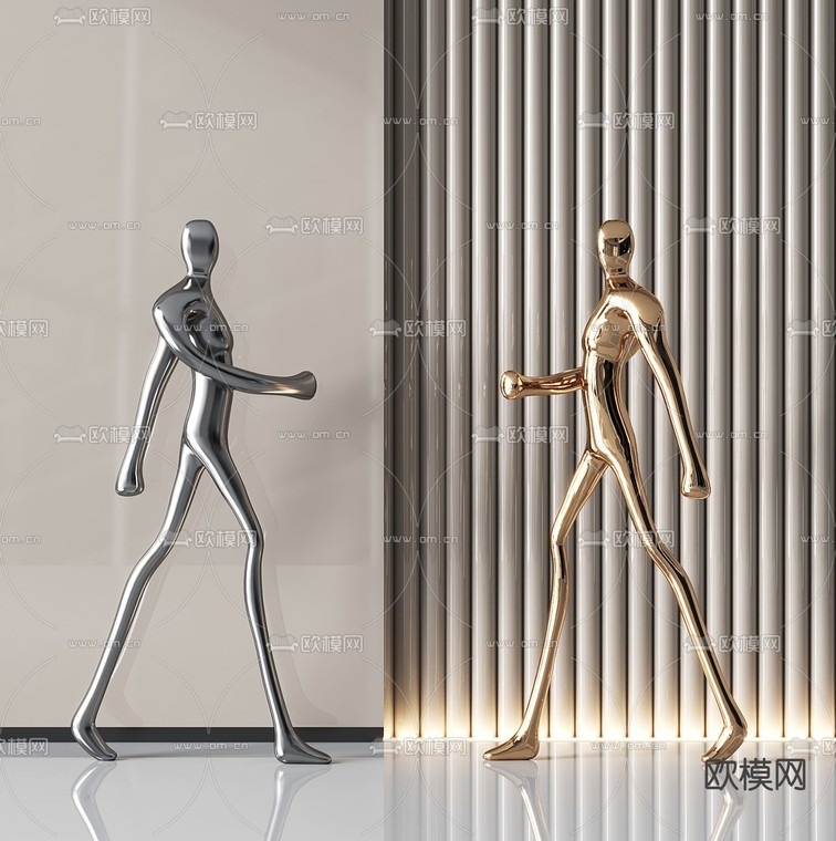 现代金属人物雕塑su模型下载_ID12235986_sketchup模型下载-欧模网