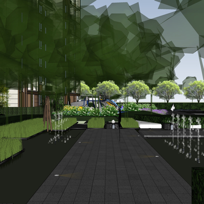 现代小区景观su模型