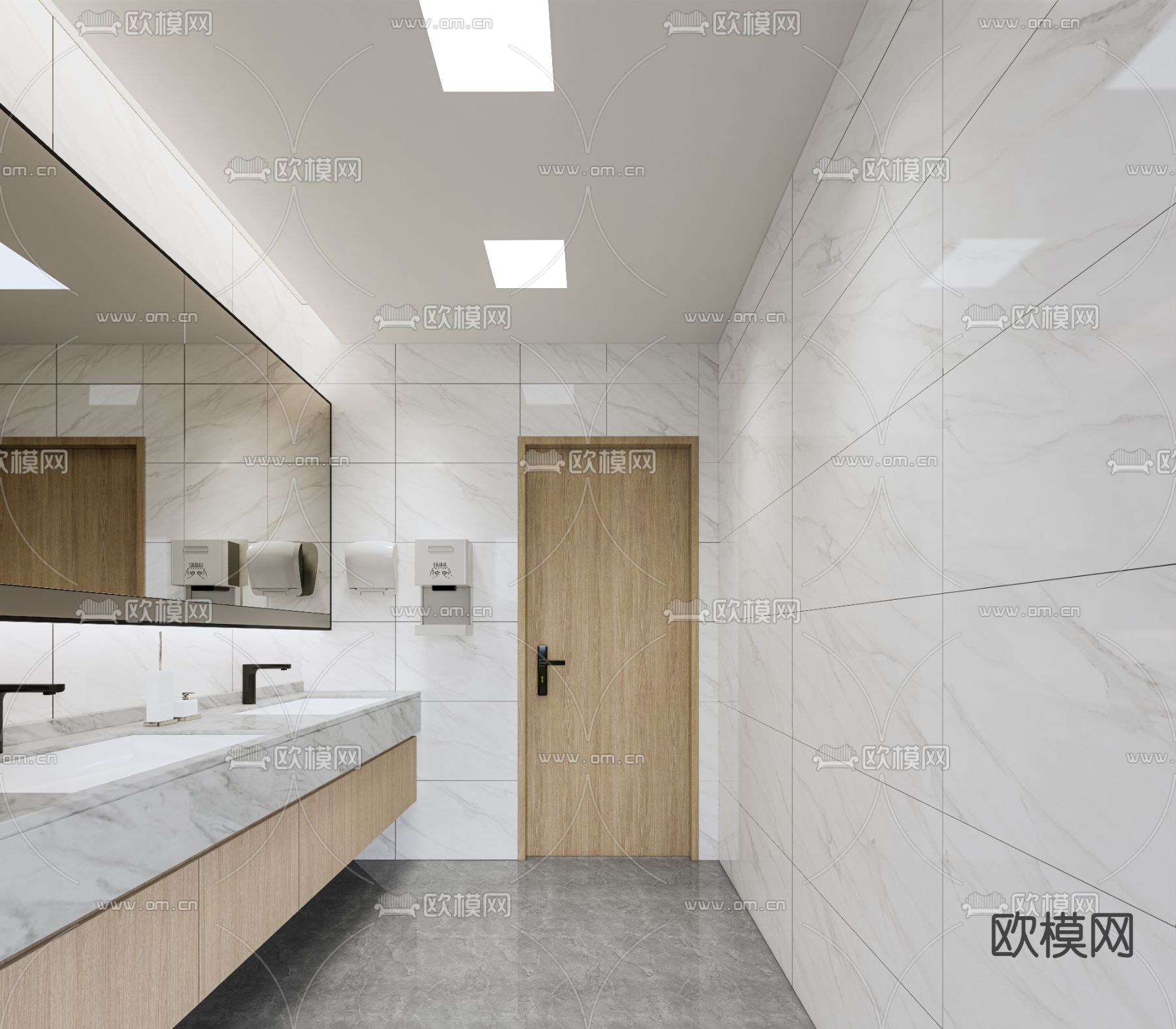 公共洗手间 卫生间su模型下载（渲染图2）