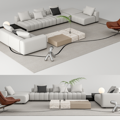  Minotti现代组合沙发su模型 