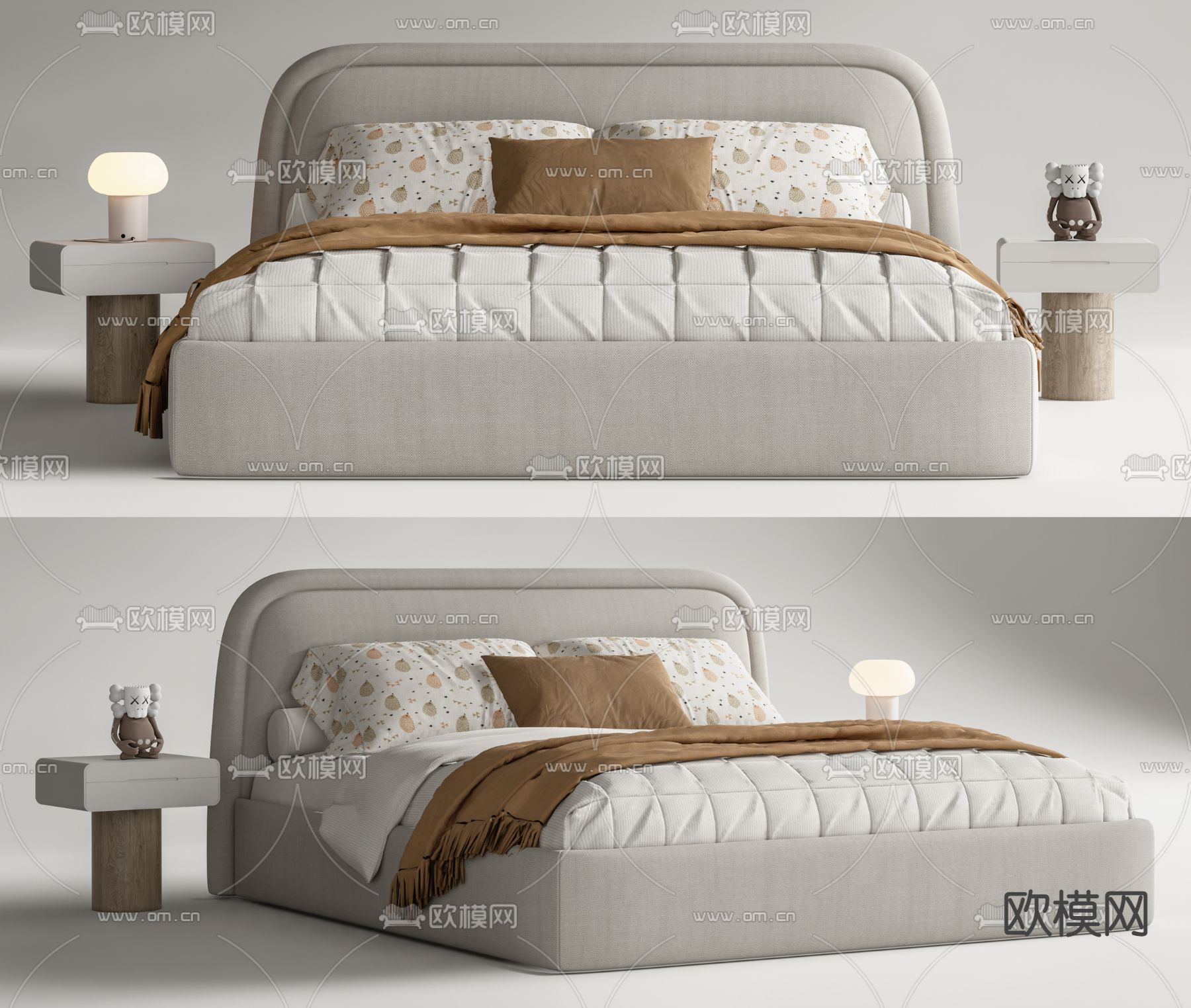 现代儿童床su模型下载（渲染图1）