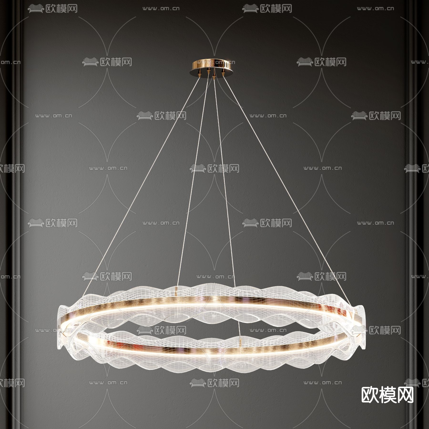 轻奢环形吊灯3d模型下载_ID12234938_3dmax免费模型-欧模网