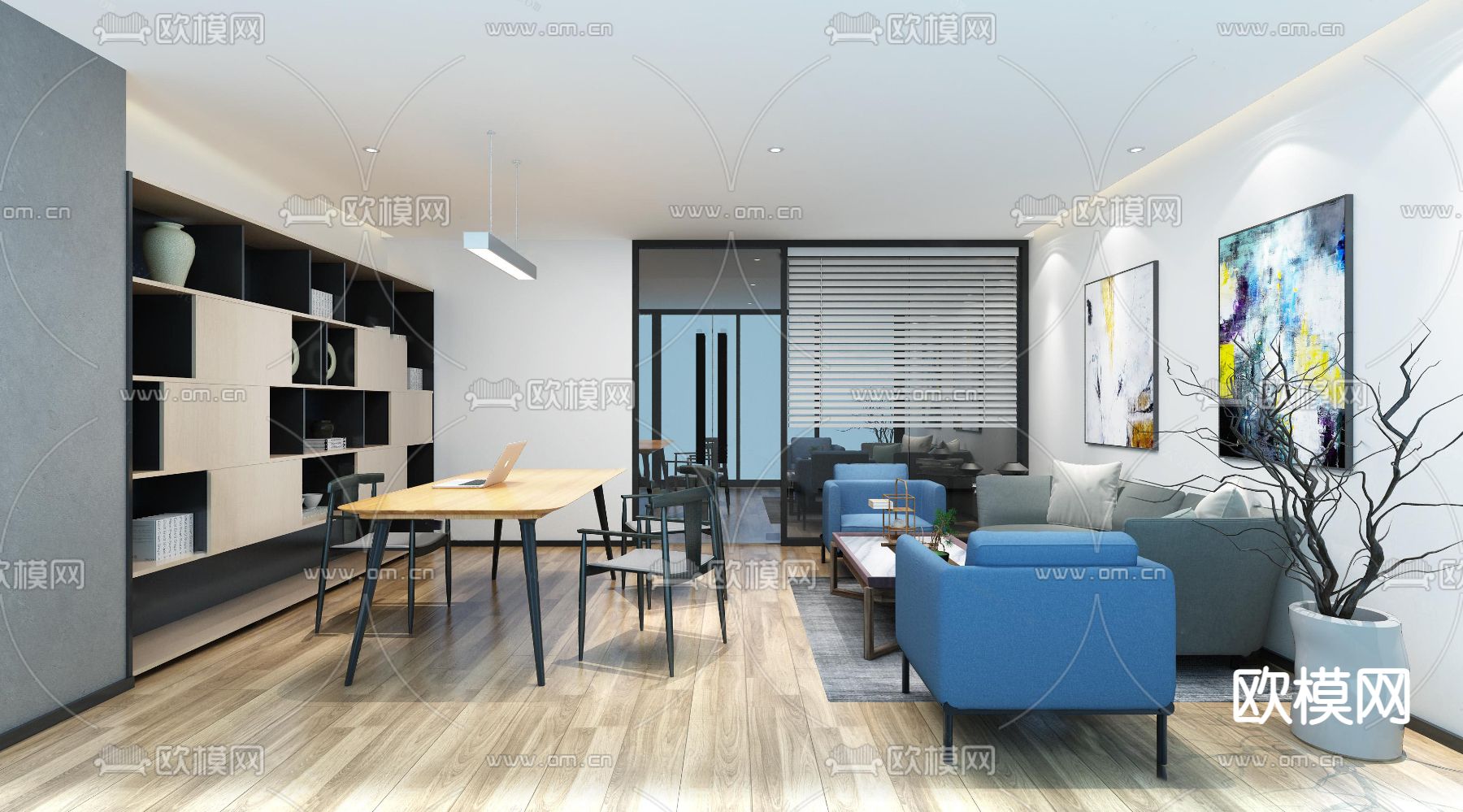 现代总经理办公室免费3d模型下载