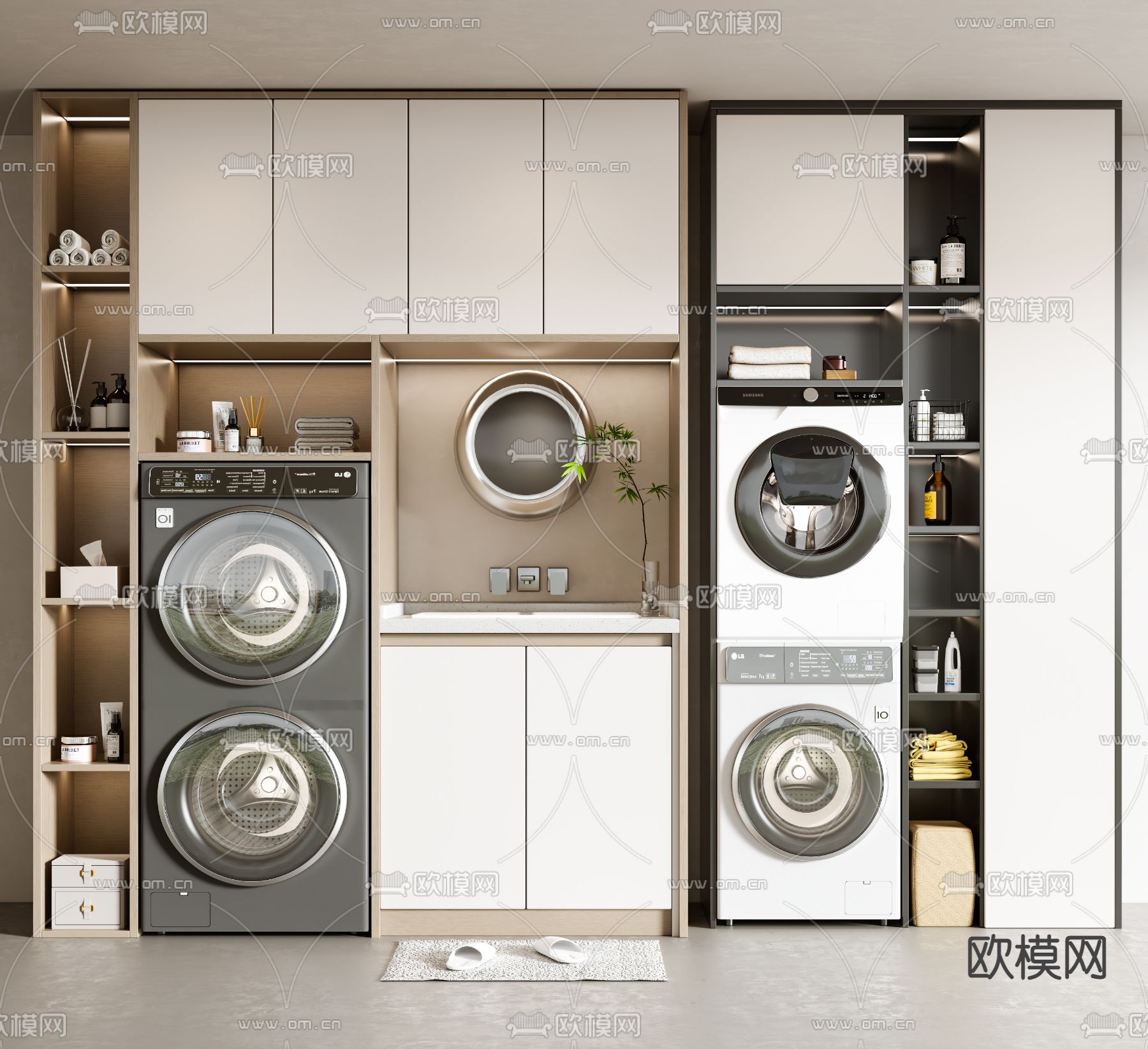 现代洗衣机柜3d模型下载