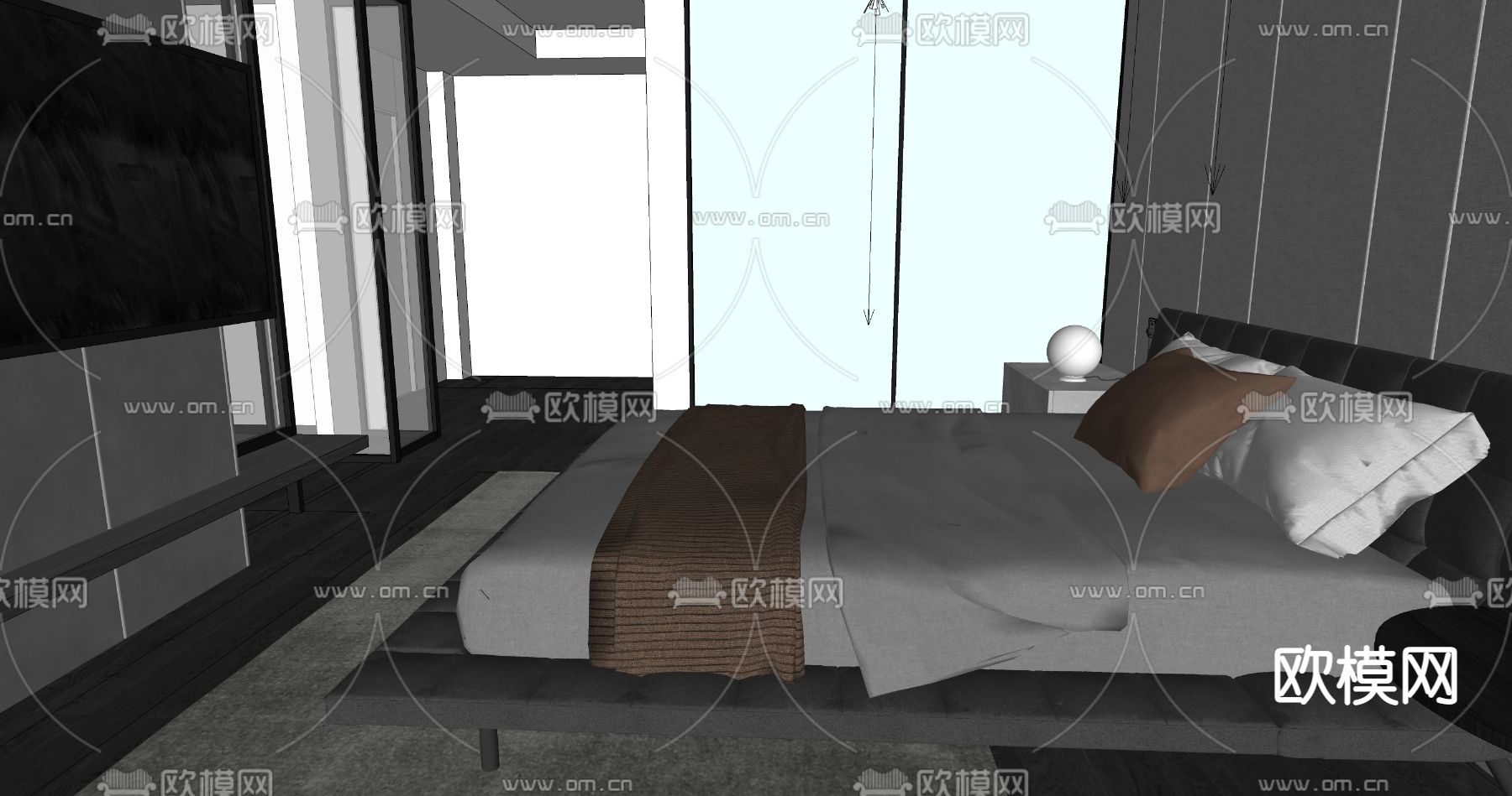 黑白公寓su模型下载（渲染图6）