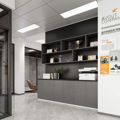  现代办公室走廊su模型 