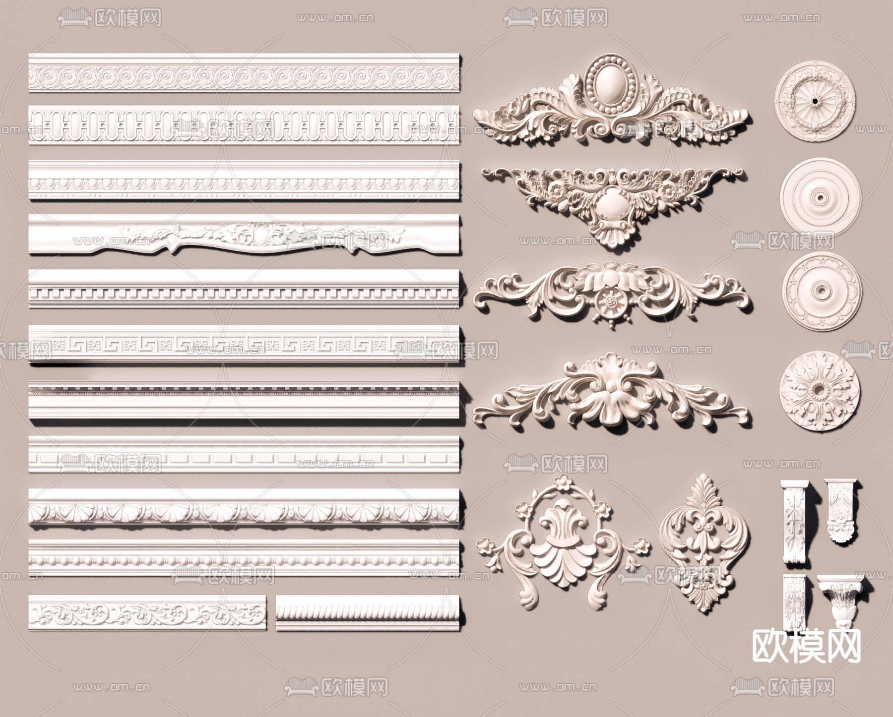 欧式雕花 石膏角线su模型