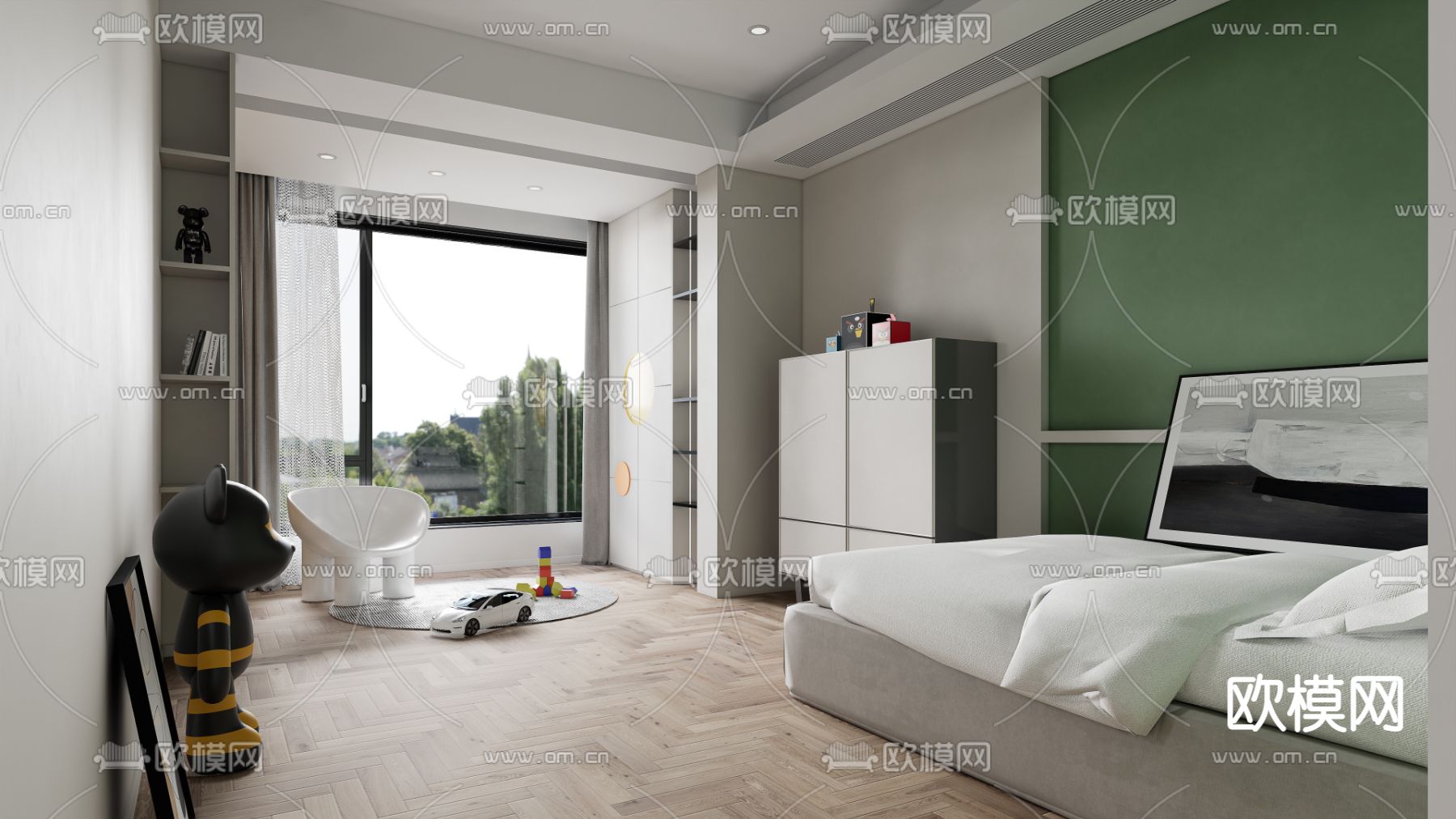 黑白公寓su模型下载（渲染图4）