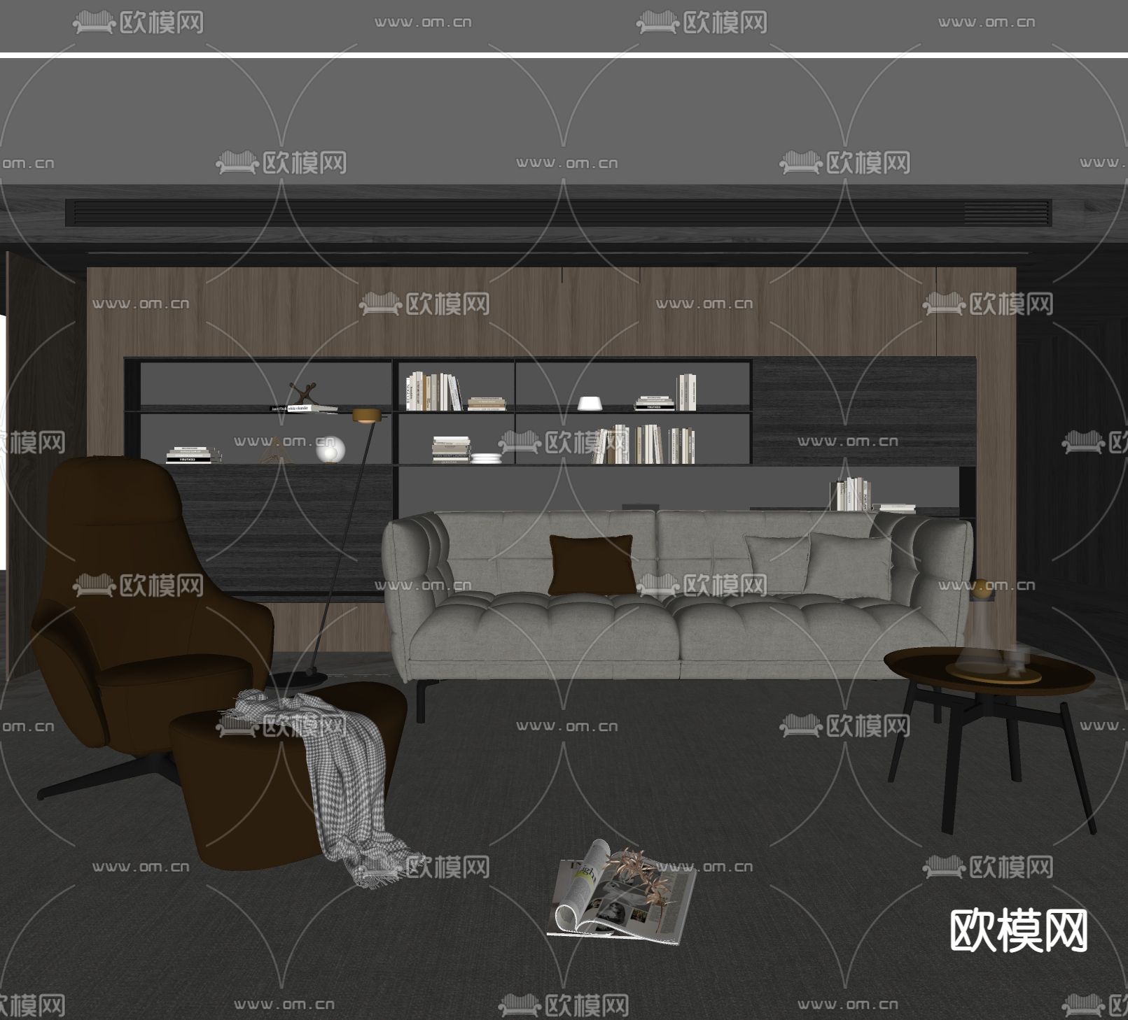 B&B Italia 现代组合沙发su模型下载（渲染图2）