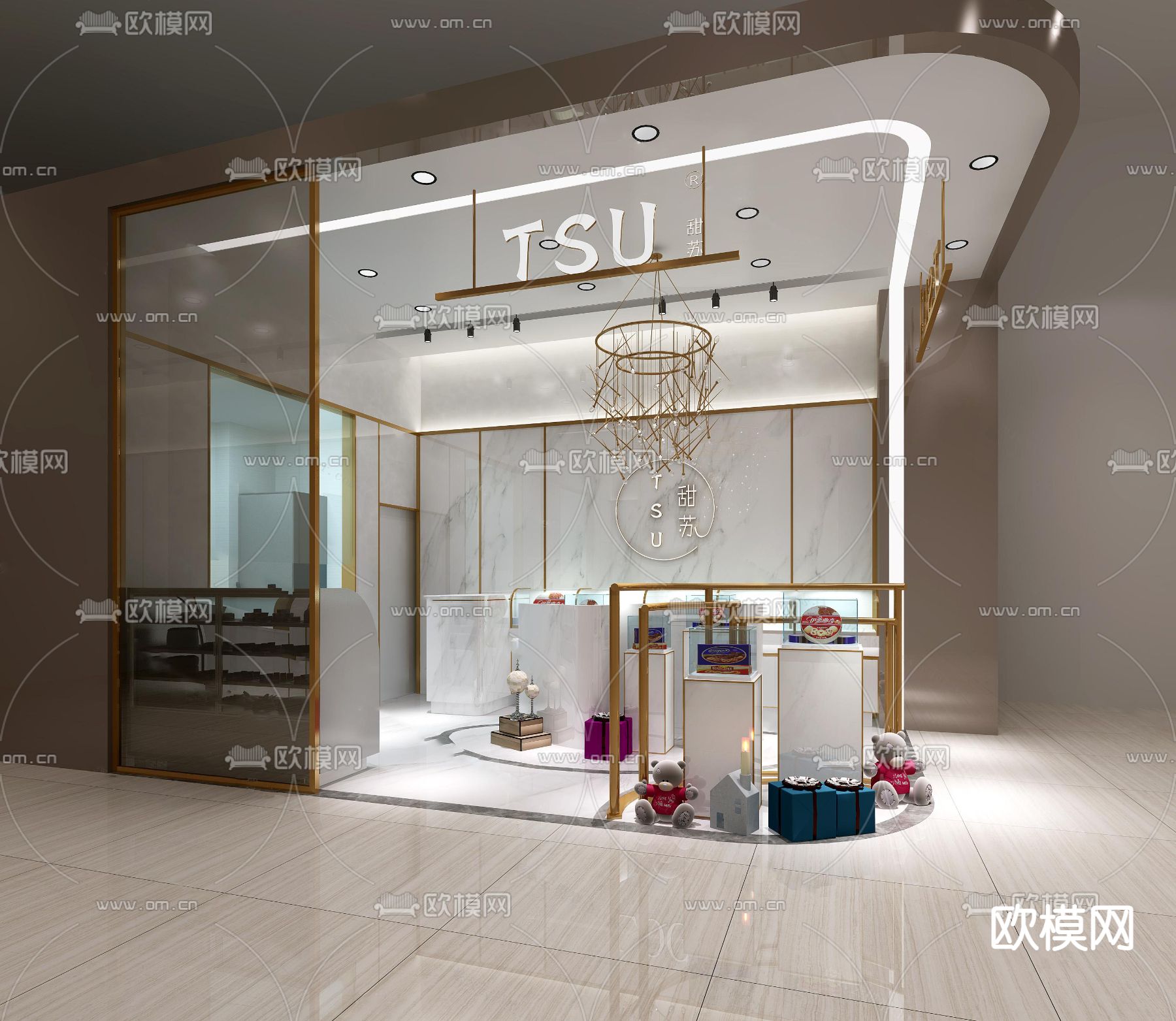 甜品店门面 门头免费3d模型下载