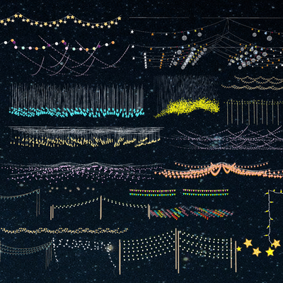  现代挂树灯 氛围灯 星星灯su模型 