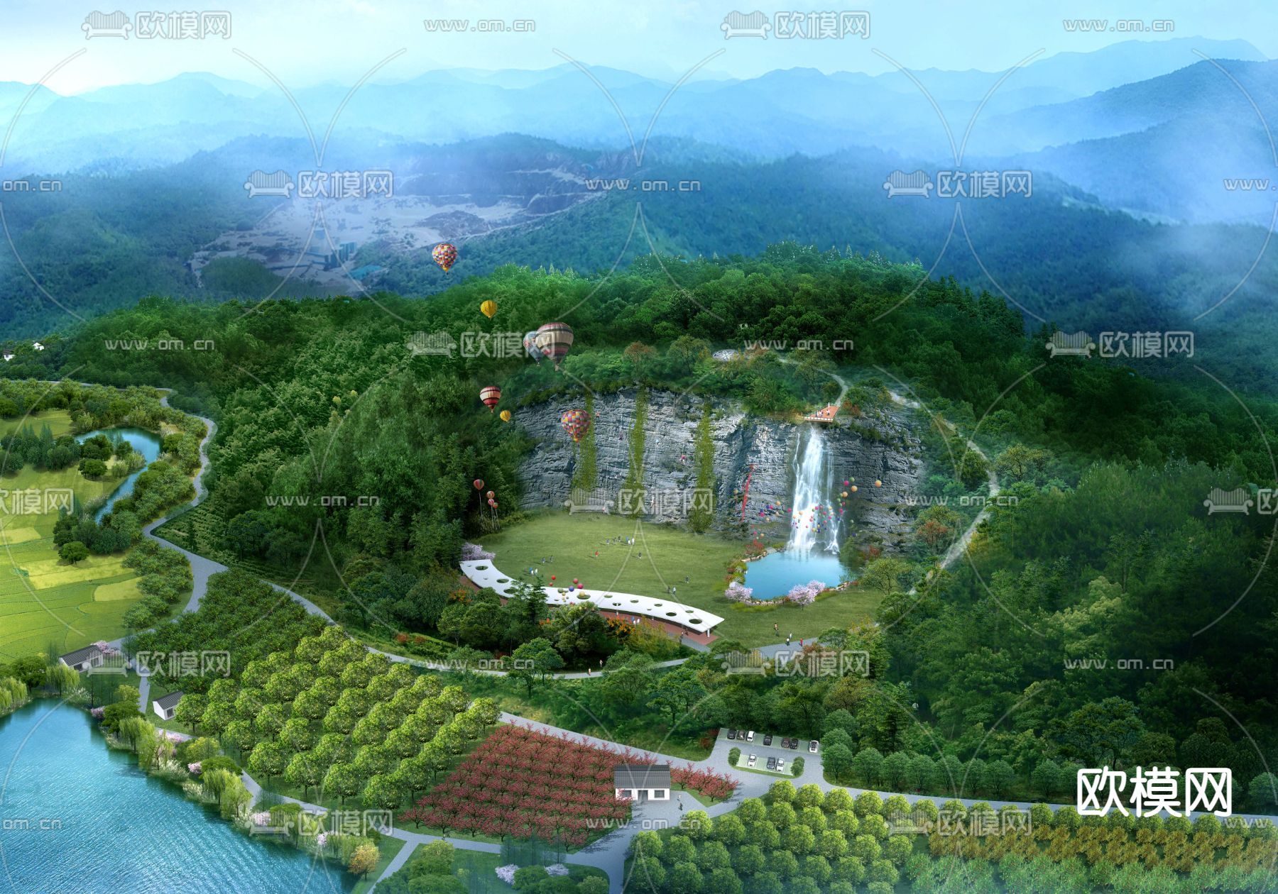 农业园鸟瞰psd下载