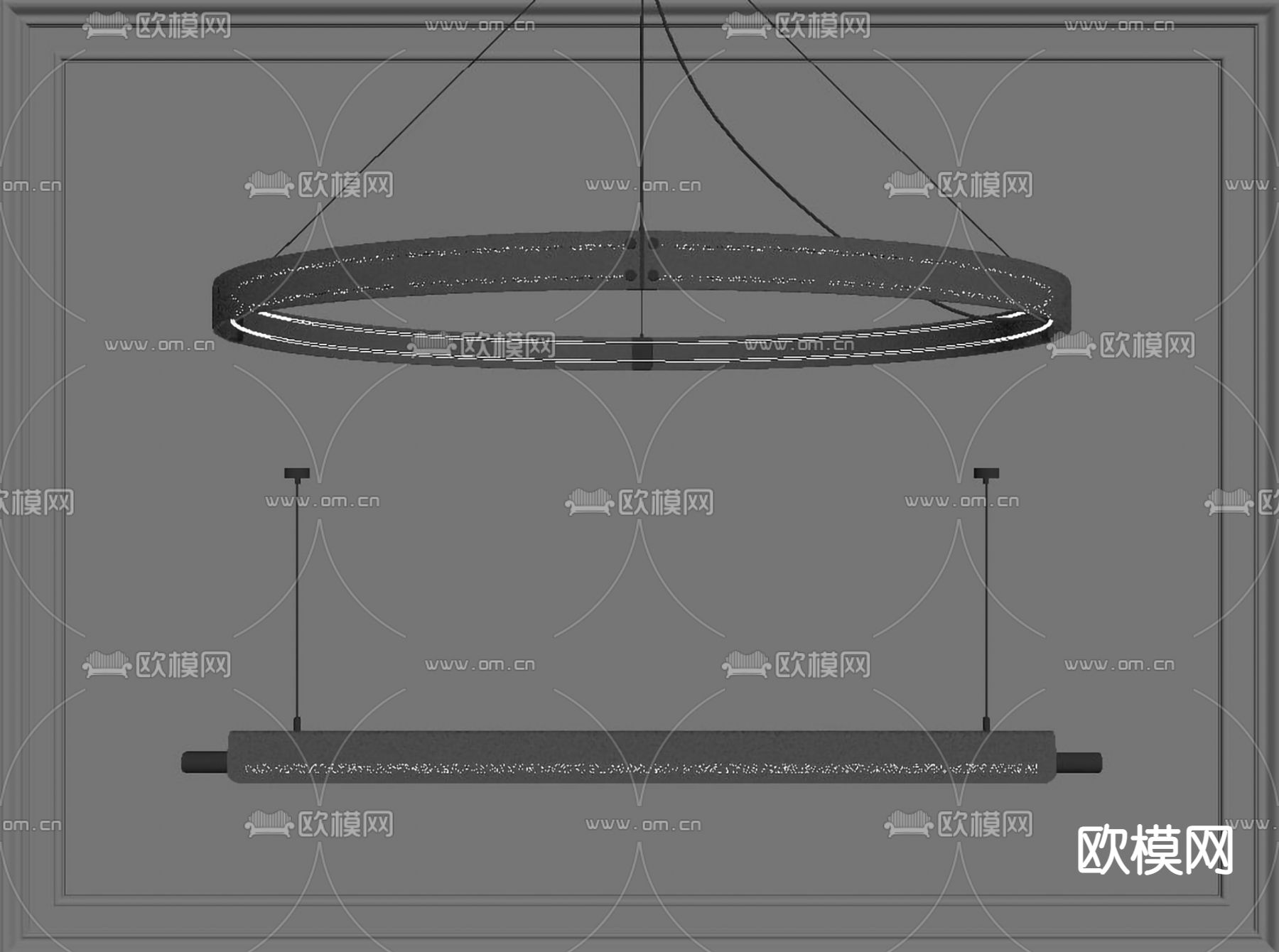 现代圆环吊灯su模型