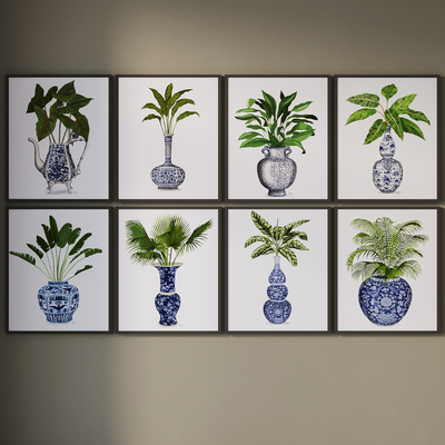 新中式装饰画 挂画su模型