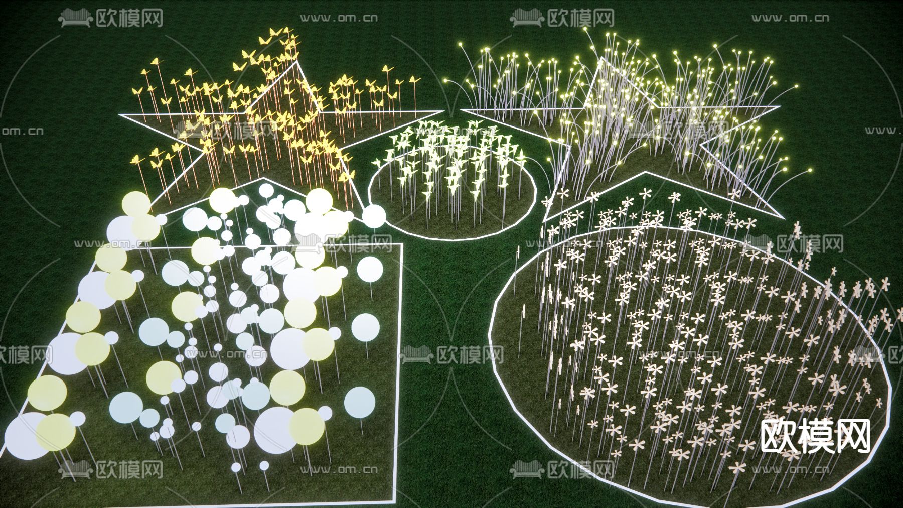 现代装饰灯 星星灯su模型下载（渲染图1）