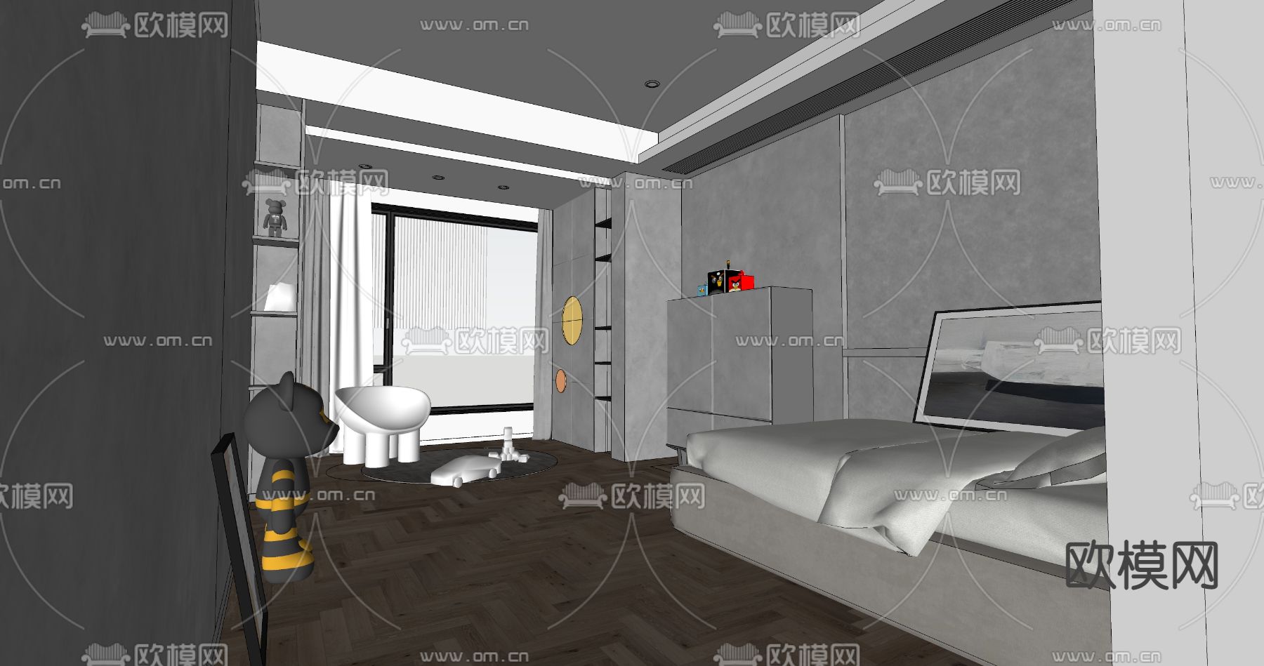 黑白公寓su模型下载（渲染图7）