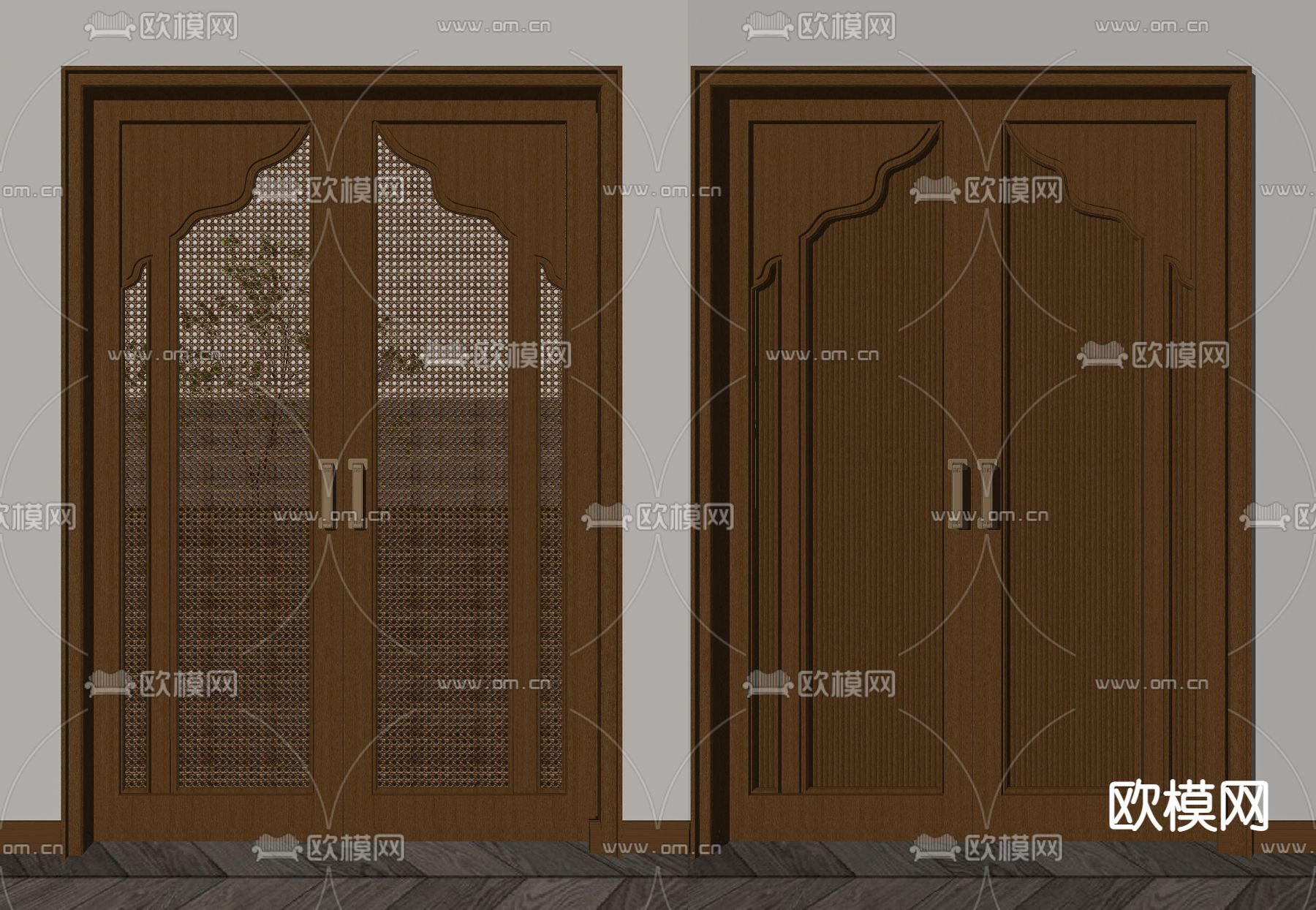 侘寂风双开门su模型下载（渲染图2）