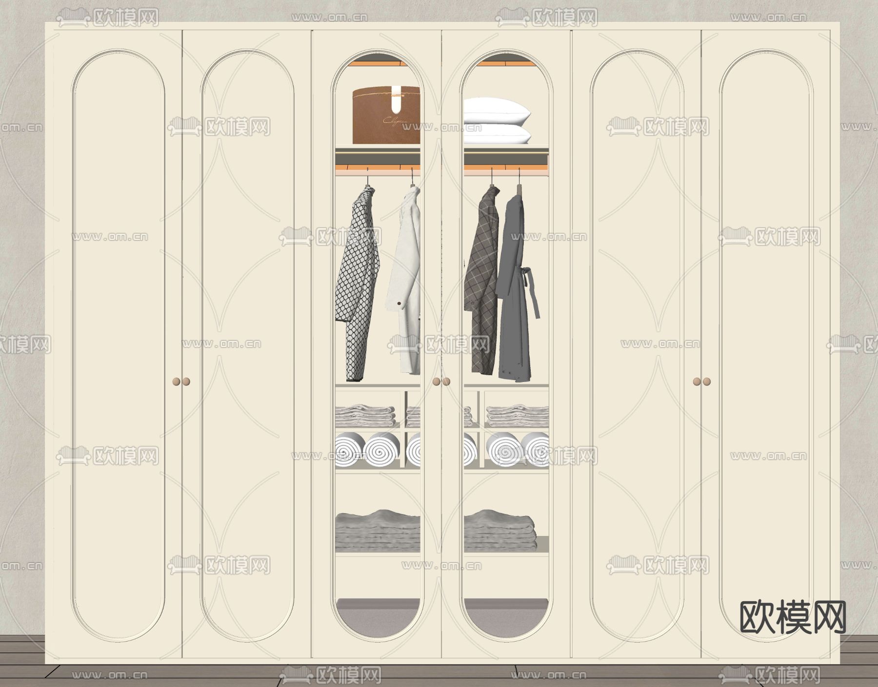 法式玻璃衣柜su模型下载（渲染图2）