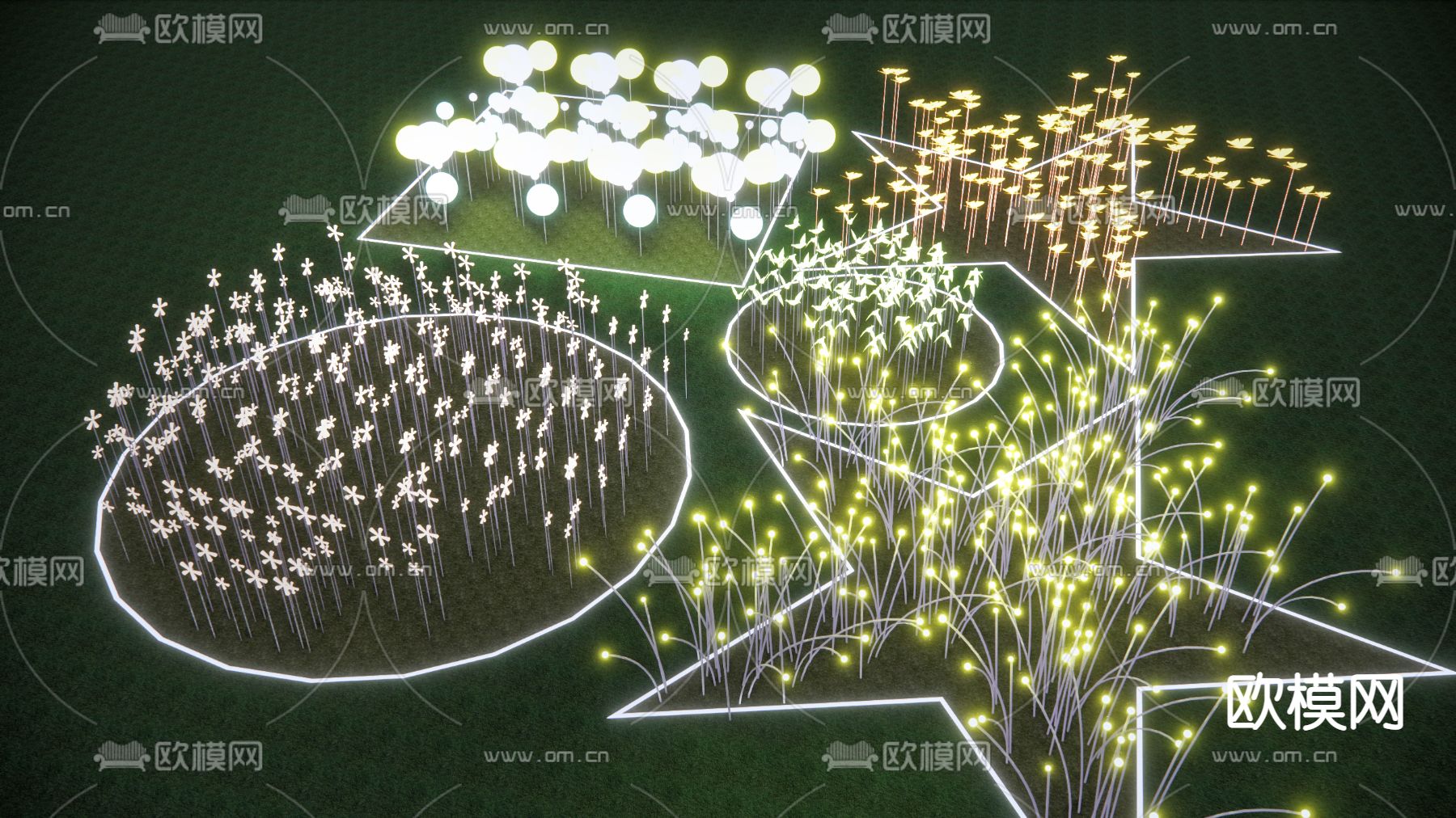 现代装饰灯 星星灯su模型下载（渲染图2）