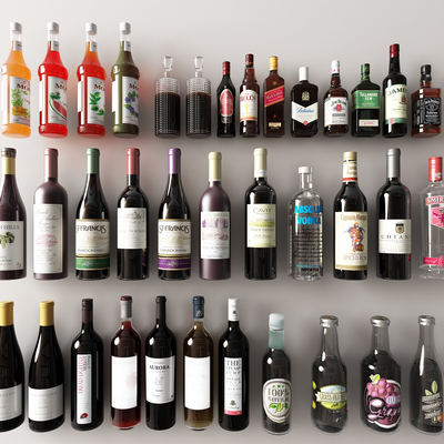  现代红酒 洋酒 酒瓶su模型 