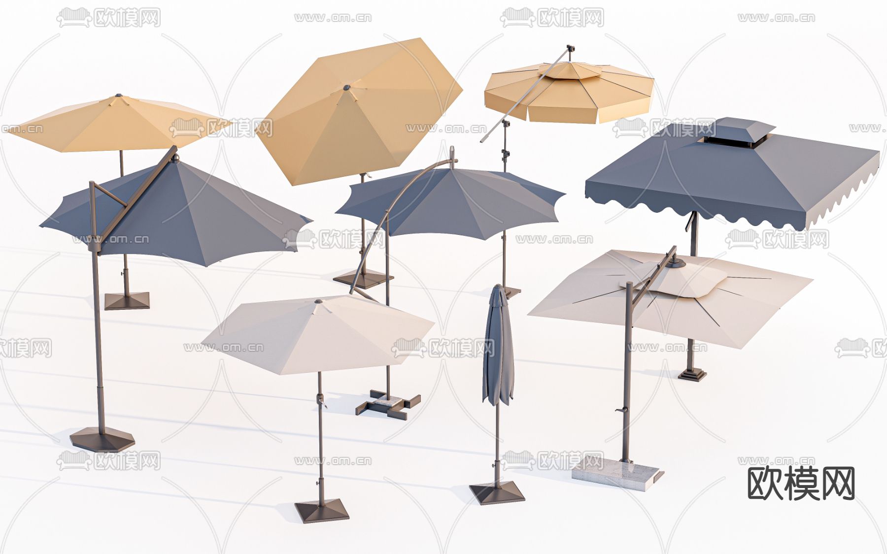 现代遮阳伞 户外伞su模型下载（渲染图1）
