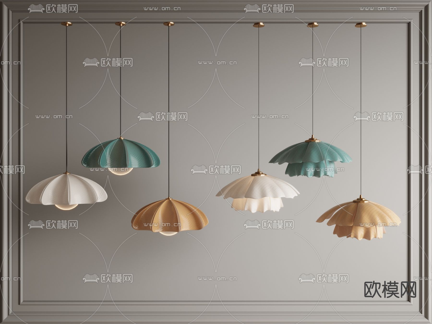 花朵吊灯3d模型下载_ID12234910_3dmax免费模型-欧模网