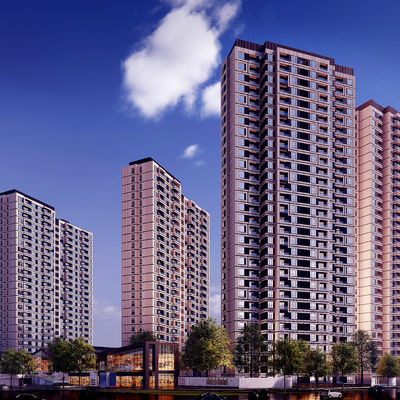 现代小区住宅建筑外观su模型