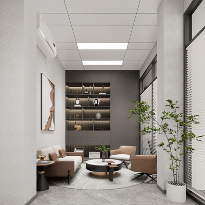  现代办公室休息区su模型 