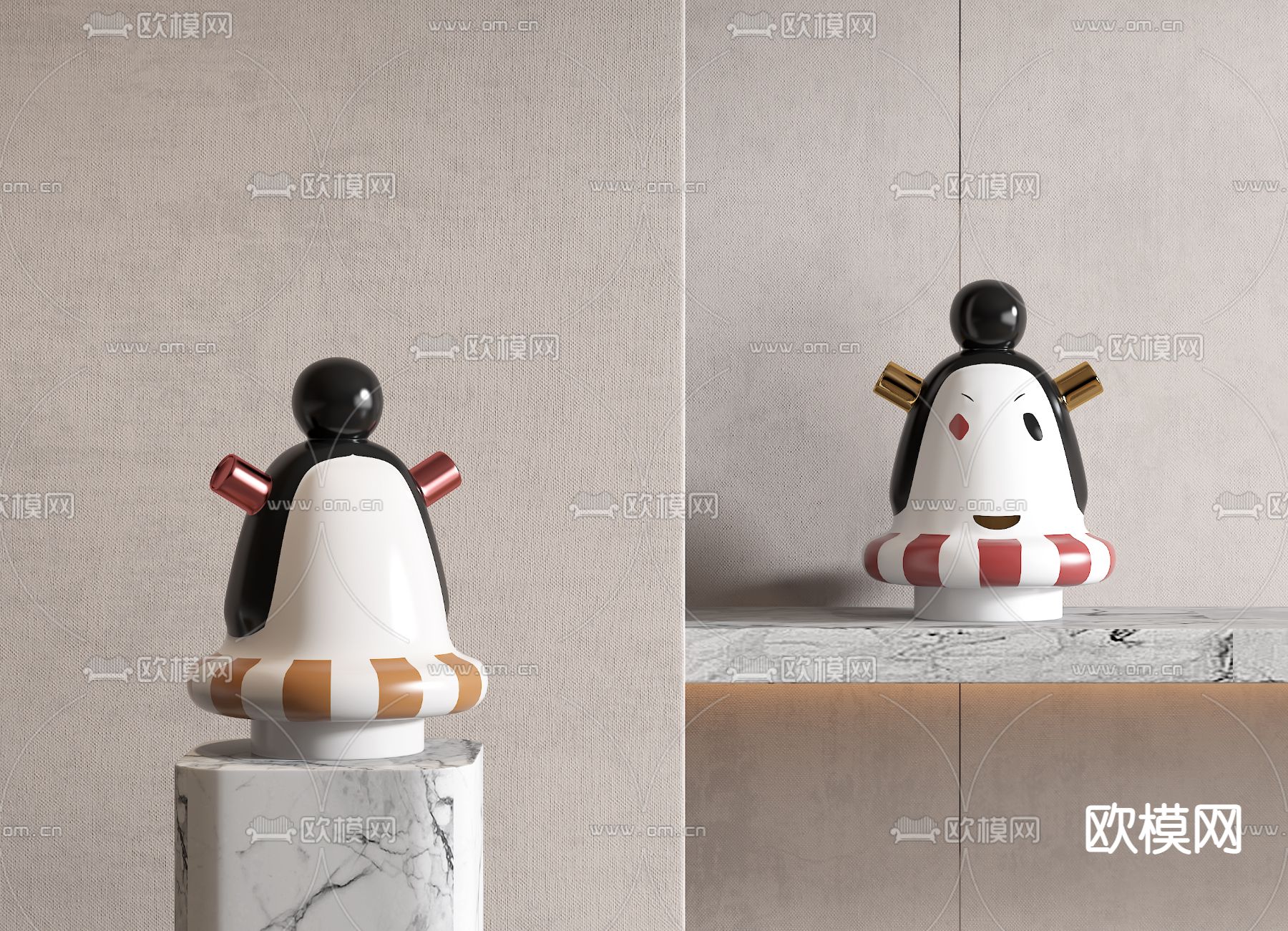 日式卡通雕塑 潮玩摆件3d模型下载