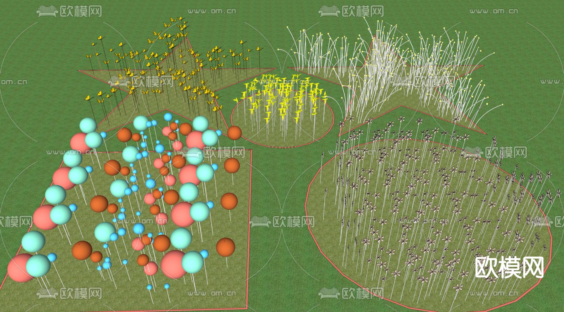 现代装饰灯 星星灯su模型下载（渲染图3）
