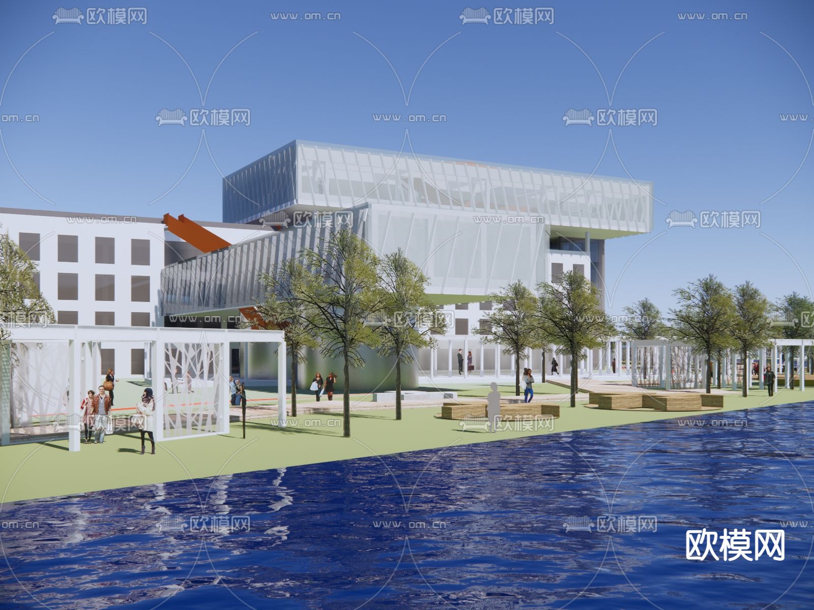 现代产业园 建筑外观su模型下载（渲染图1）