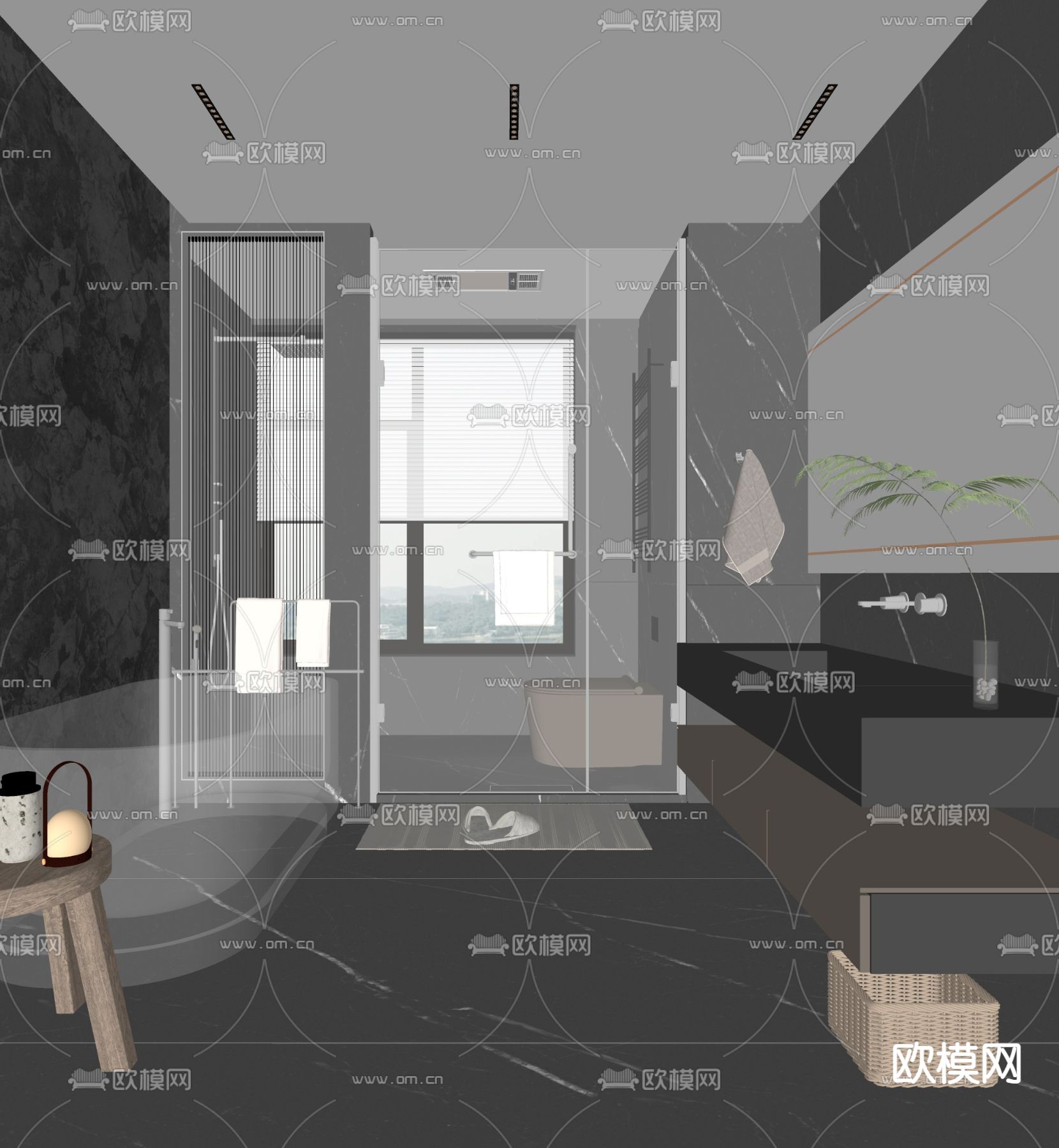现代卫生间浴室su模型