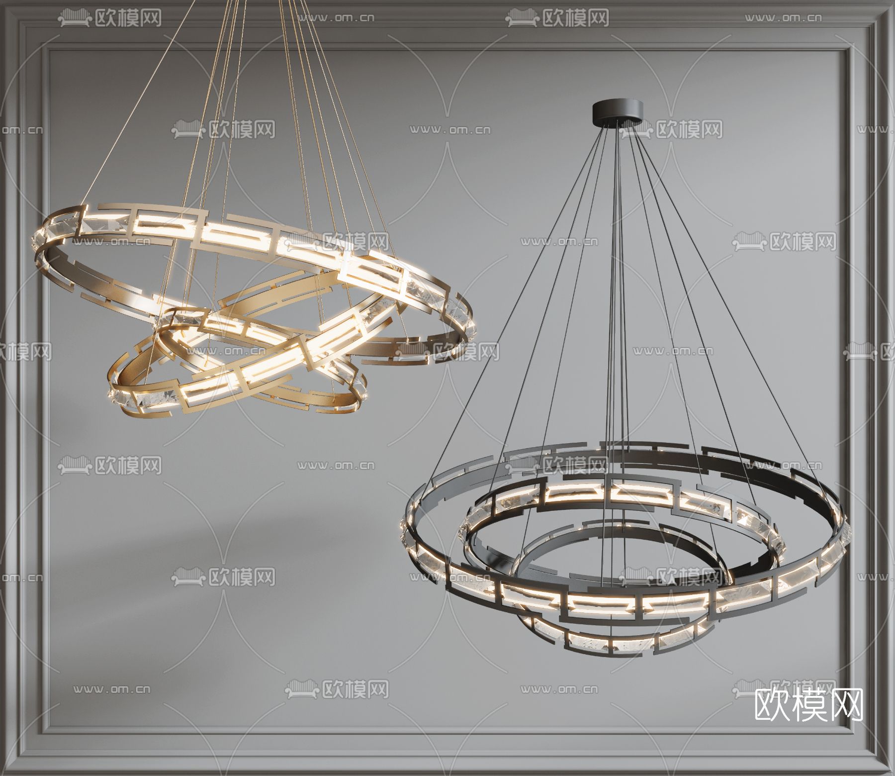 新中式环形吊灯3d模型下载_ID12236312_3dmax免费模型-欧模网