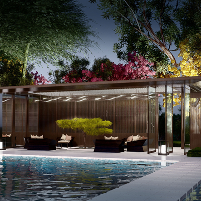 现代景观廊架 廊亭su模型