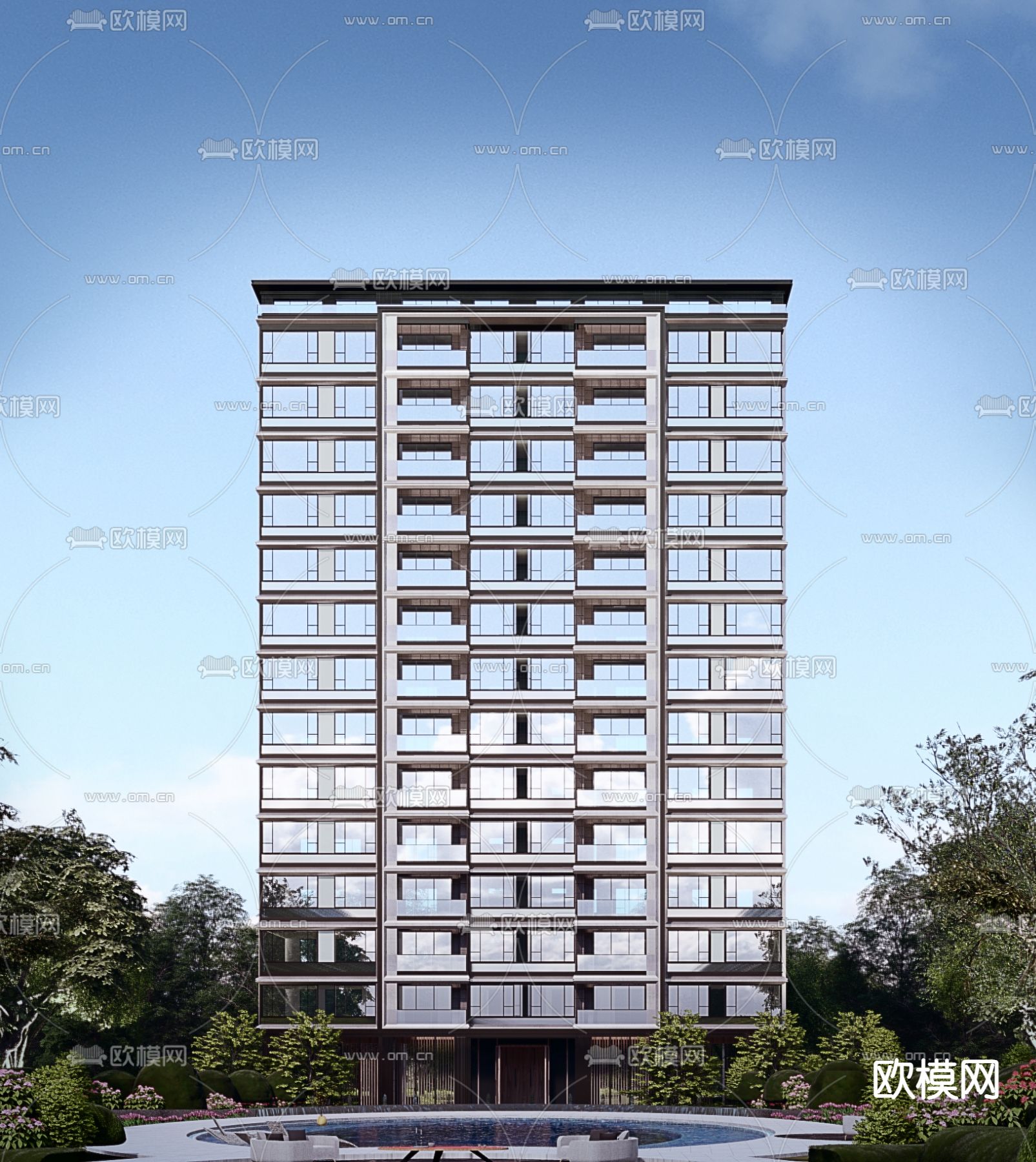 现代高层住宅楼su模型