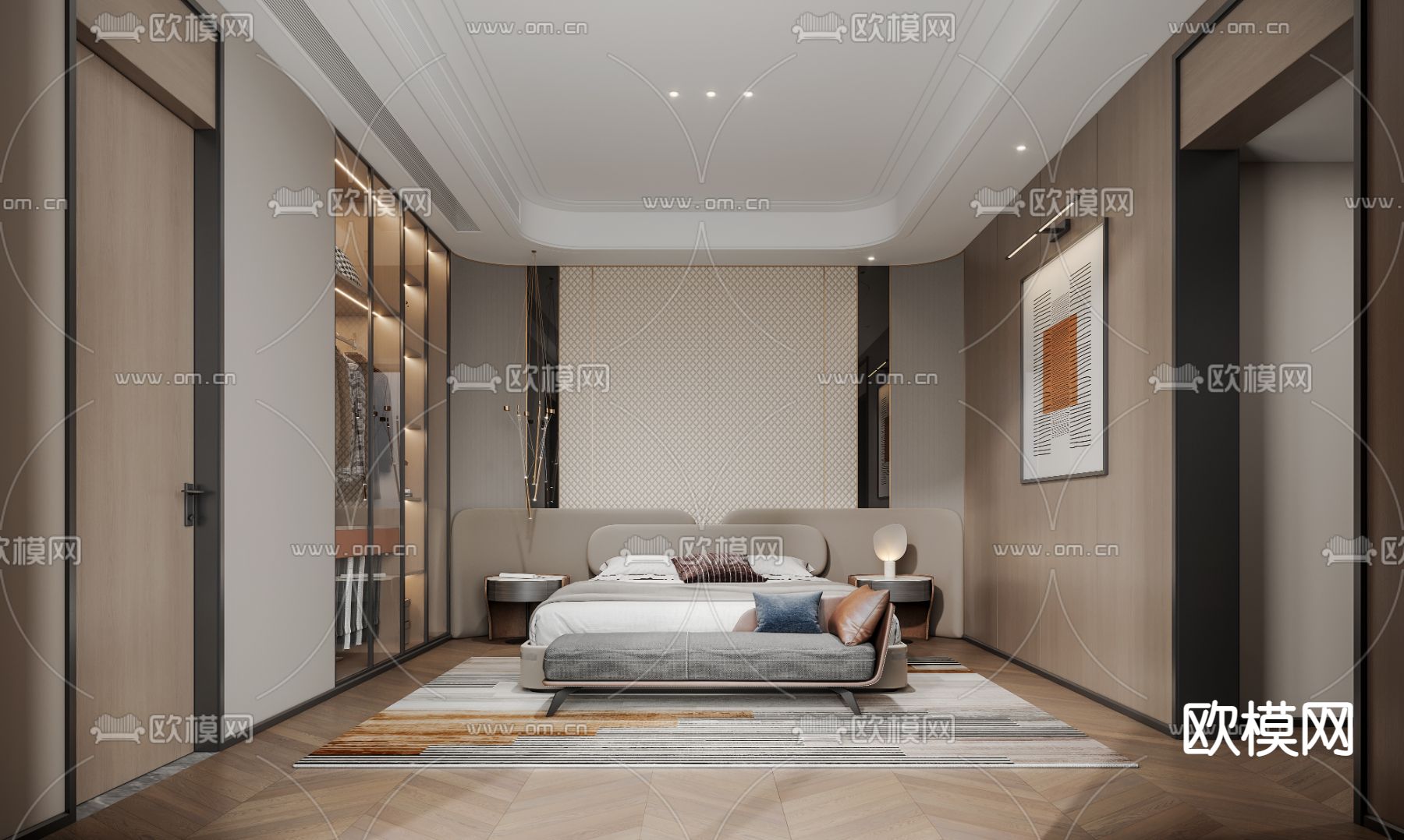 现代卧室 主人房3d模型下载