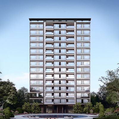 现代高层住宅楼su模型