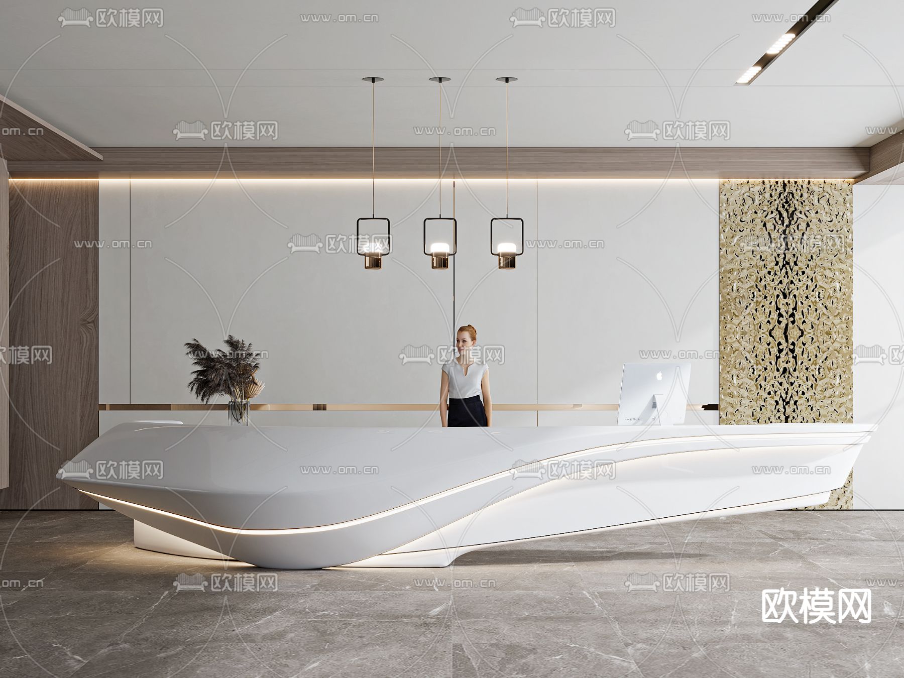 公司前台 接待台3d模型下载_ID12233385_3dmax免费模型-欧模网