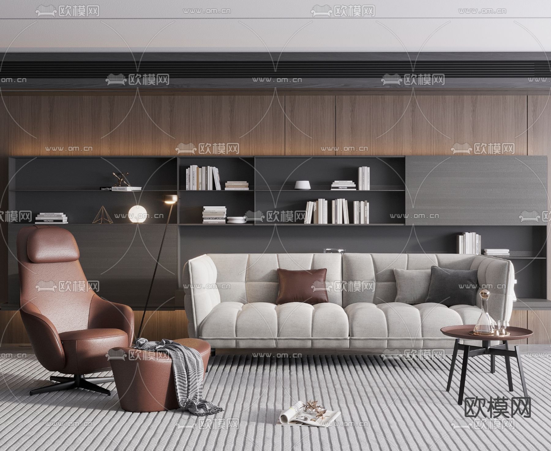 B&B Italia 现代组合沙发su模型下载（渲染图1）