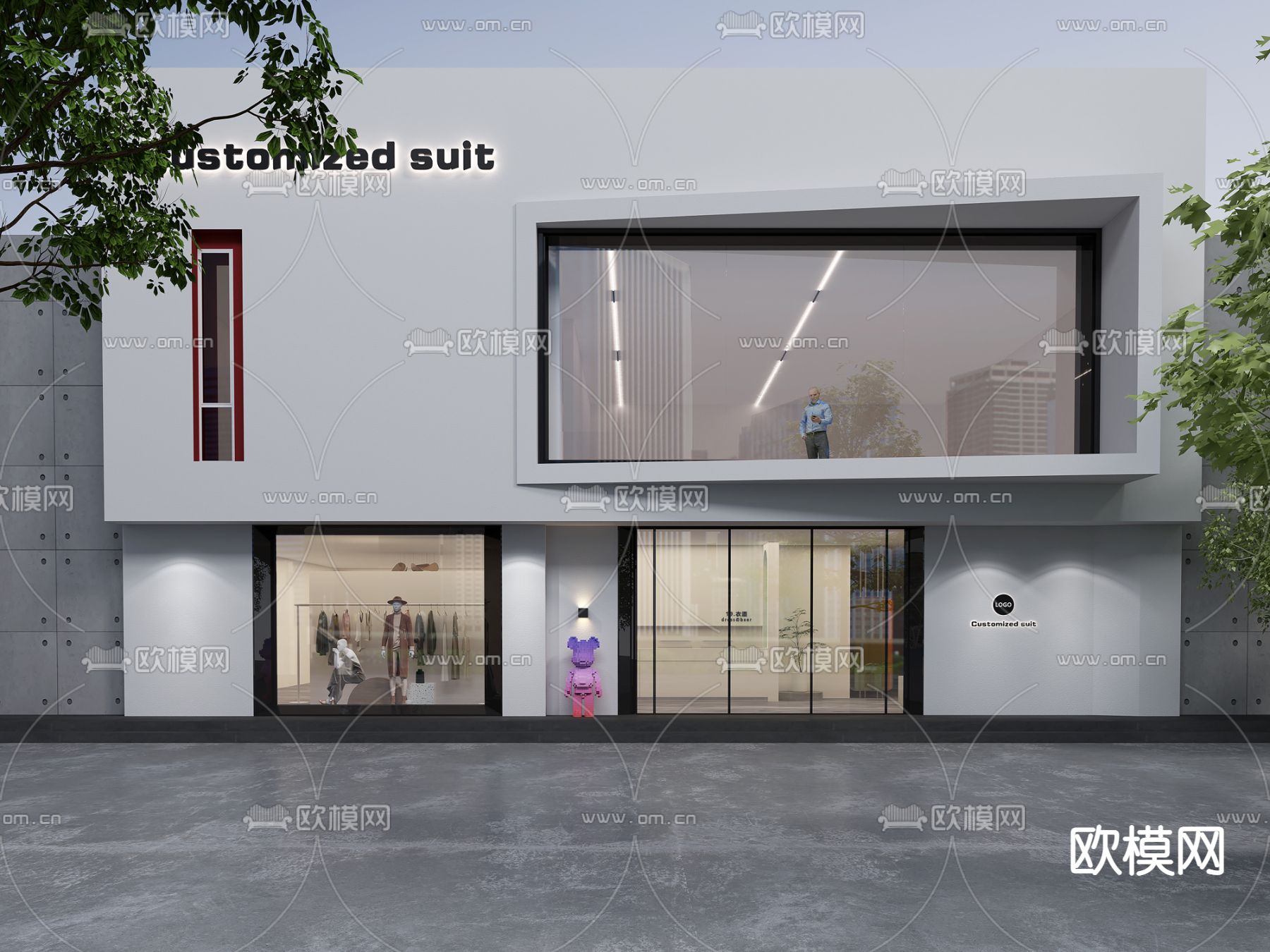 服装店门头 门面3d模型下载_ID12234004_3dmax免费模型-欧模网