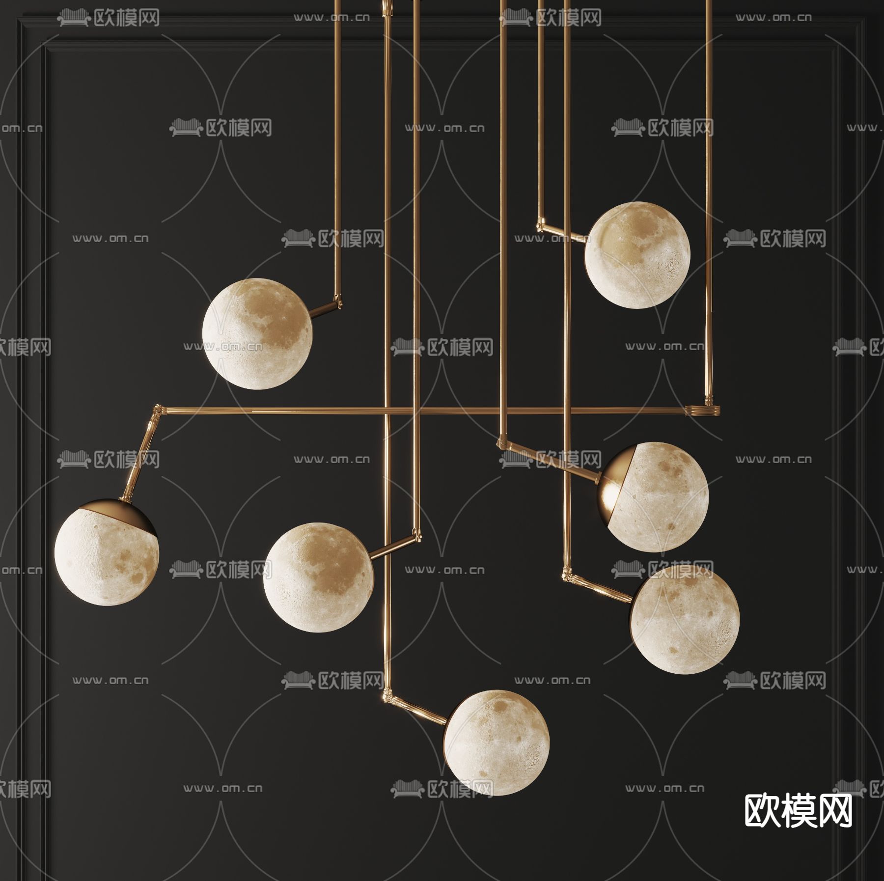 月球吊灯 星球吊灯3d模型下载_ID12234040_3dmax免费模型-欧模网