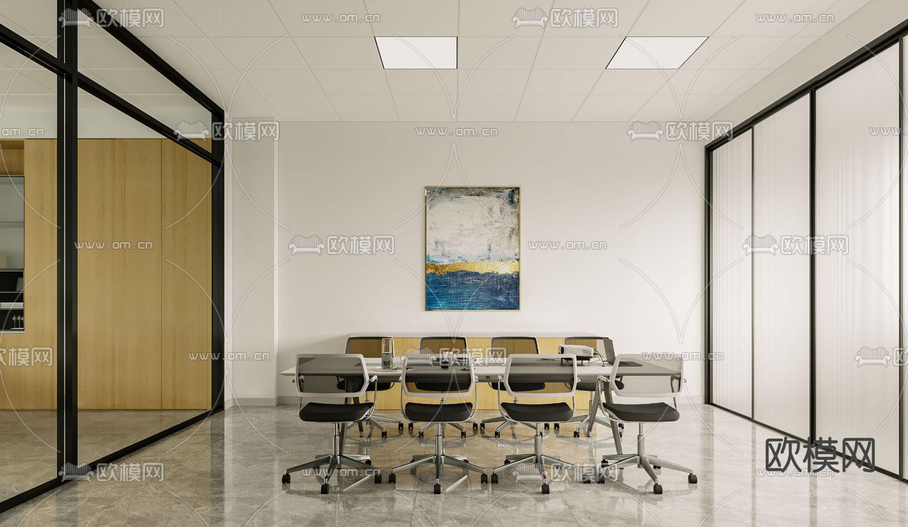 现代会议室免费3d模型下载